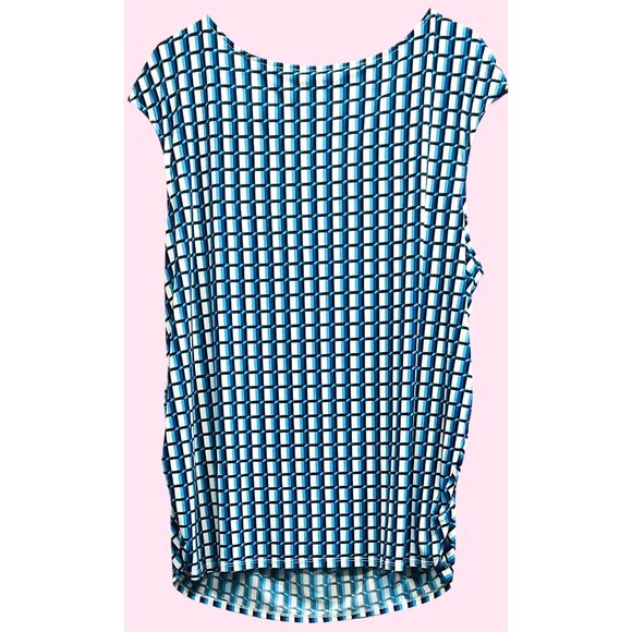 Lane Bryant Womens Cowl Neck Top 22/24 Blue & White Geometric Print Polyester/Sp - Picture 2 of 3